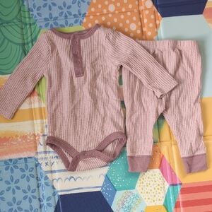 Cloud Island Pink Waffle Knit Matching Set